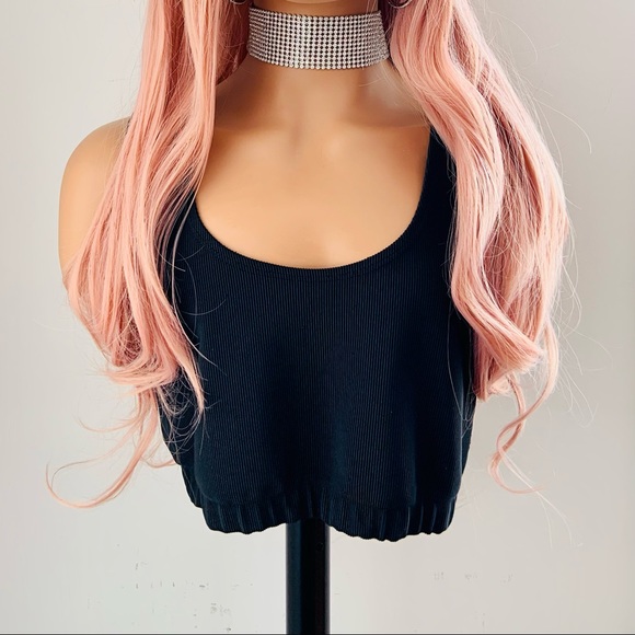 Long 28” Dusty Pink Versatile 13x2.5 Lace Front Premium Synthetic Fiber Wig - Picture 13 of 16